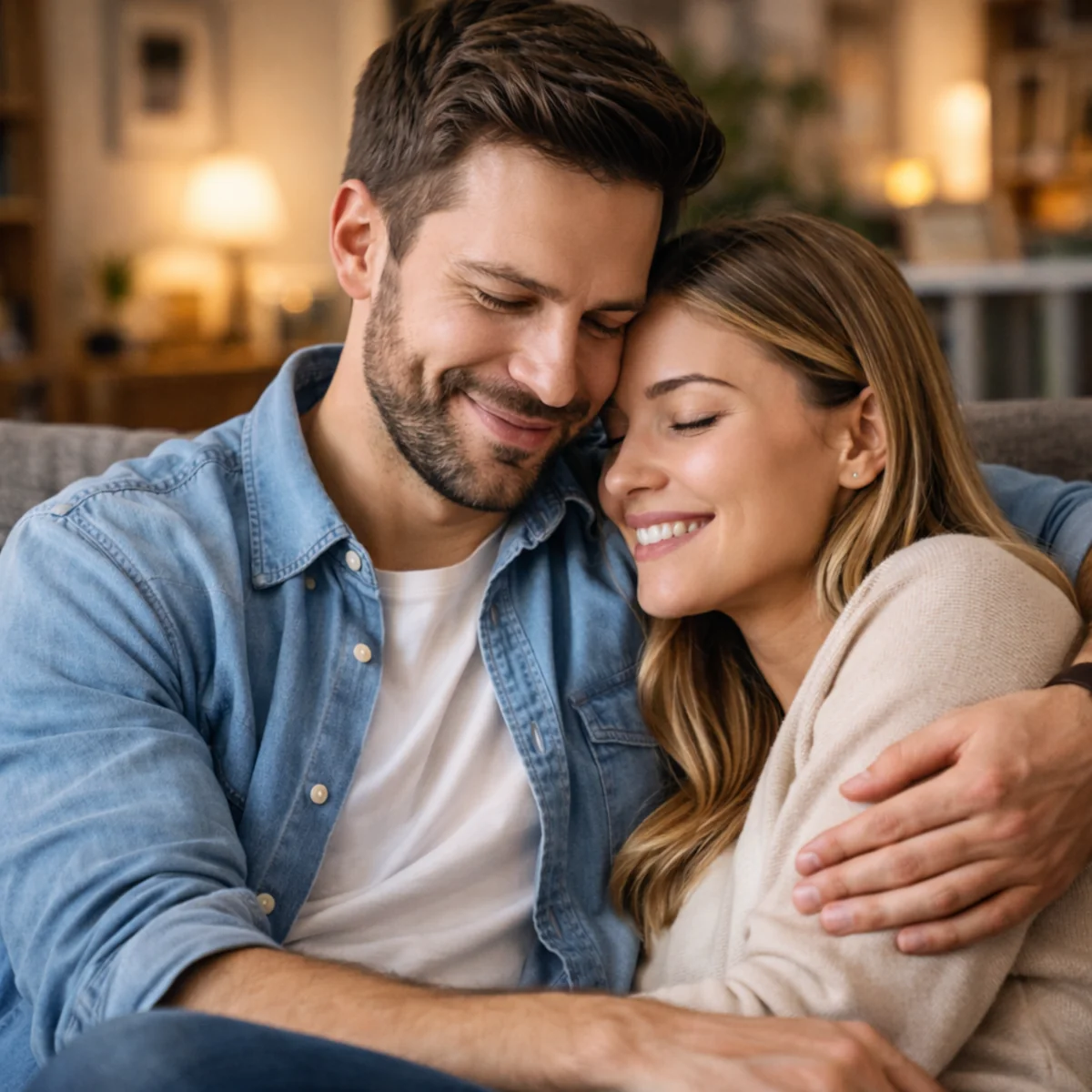 Rozmowa o pieniądzach w związku na kanapie, rachunki i notatnik na stoliku w salonie